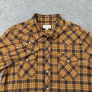 Tecovas Shirt Mens Large Brown Plaid Pearl Snap Long Sleeve Western Cowboy Rodeo